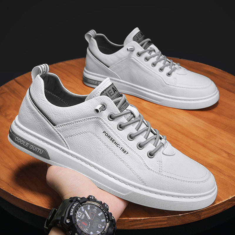 Herren elegante niedrige Leder-Sneaker mit Komfortfußbett und rutschfester Gummisohle Echoarchiv