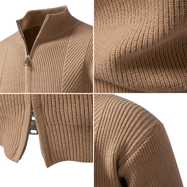 Herren modische Strickjacke mit Stehkragen und durchgehendem Reißverschluss Echoarchiv