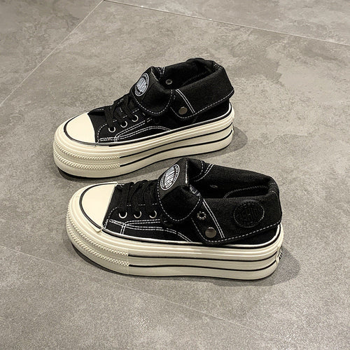 Damen High-Top Sneakers mit modischem Plateau und verstellbarem Knöchelriemen Echo Archiv
