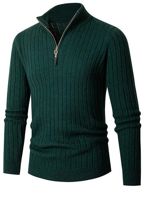 Herren Pullover mit Stehkragen und strukturiertem Rippdesign Echoarchiv
