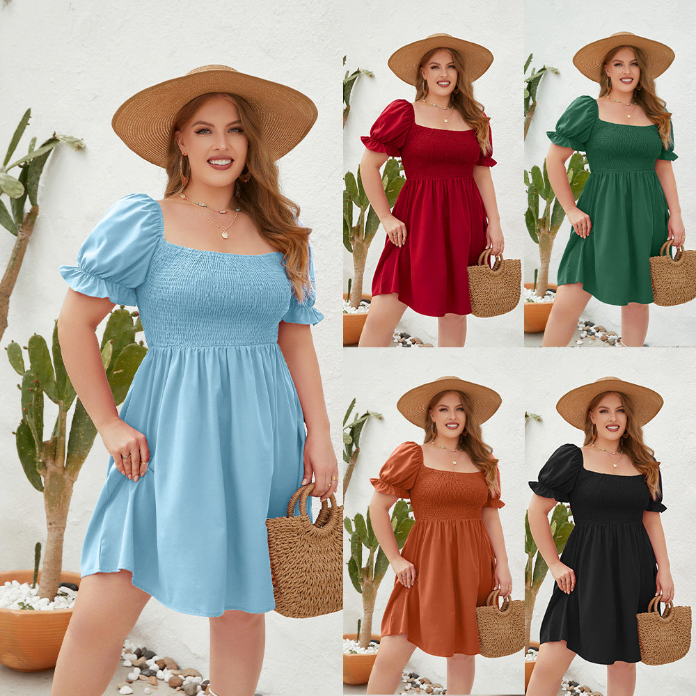 Damen Leichtes Sommerkleid mit schulterfreier Passform und voluminösen Puffärmeln Echo Archiv