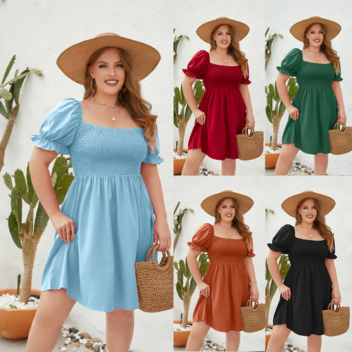 Damen Leichtes Sommerkleid mit schulterfreier Passform und voluminösen Puffärmeln Echo Archiv