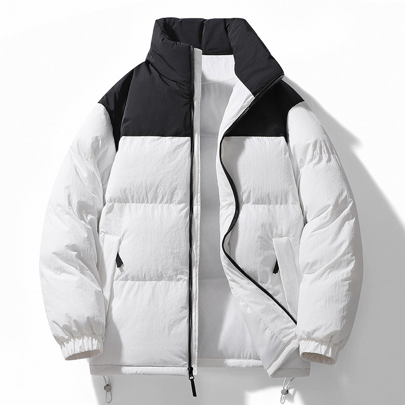 Herren gesteppte Thermojacke mit hohem Stehkragen, zwei-Wege-Reißverschluss und Kordelzugsaum – Marzano
