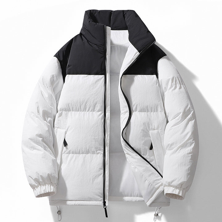 Herren gesteppte Thermojacke mit hohem Stehkragen, zwei-Wege-Reißverschluss und Kordelzugsaum – Marzano