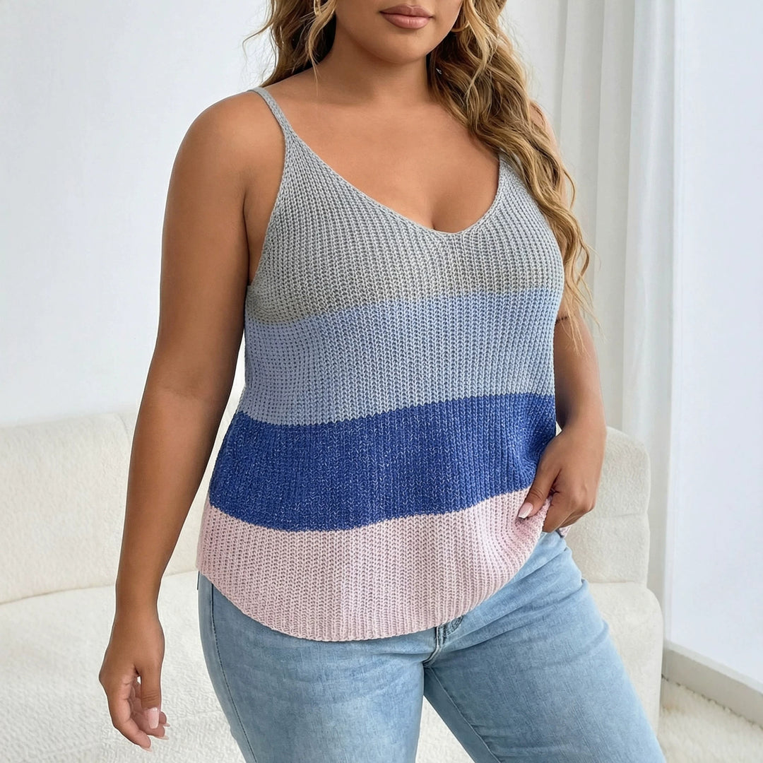 Damen luftiges Stricktop mit V-Ausschnitt und buntem Muster Echo Archiv