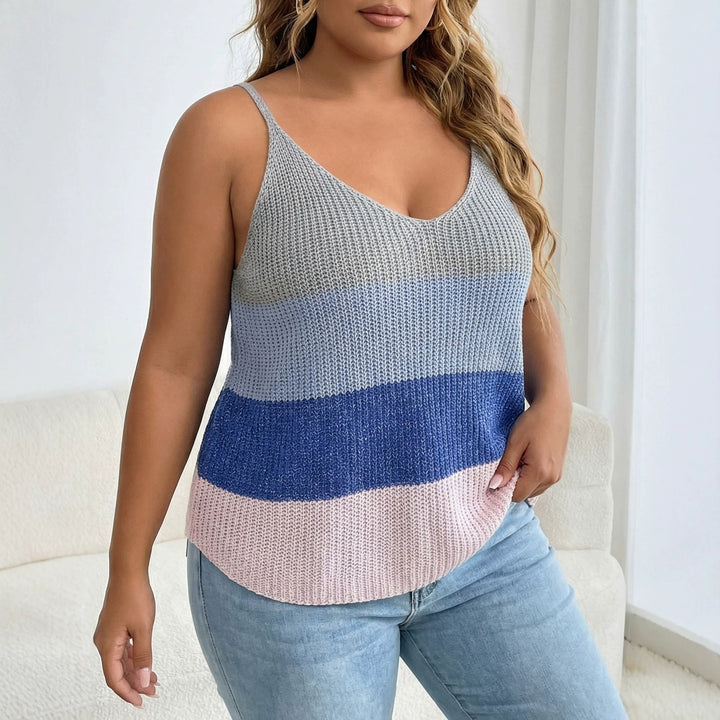 Damen luftiges Stricktop mit V-Ausschnitt und buntem Muster Echo Archiv