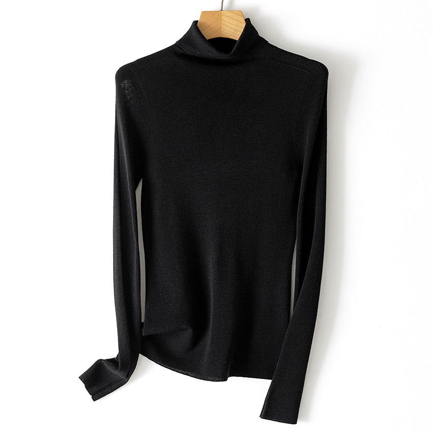Damen Feiner Rollkragen-Feinstrickpullover mit schmaler Silhouette und elastischem Saum Echoarchiv