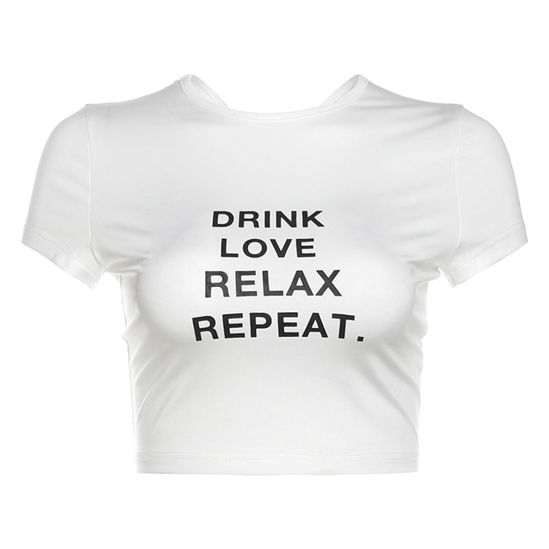 Damen cropped T-Shirt mit Motivdruck Echo Archiv