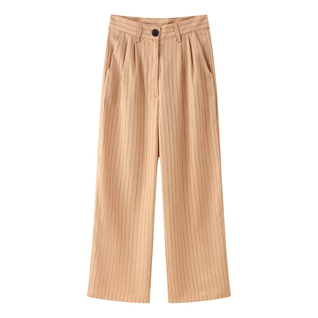 Damen Zweiteiliges Nadelstreifen-Kurzblazer mit hochgeschnittener weiter Hose Echo Archiv