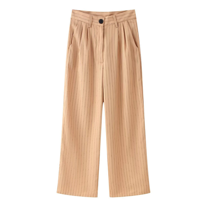 Damen Zweiteiliges Nadelstreifen-Kurzblazer mit hochgeschnittener weiter Hose Echo Archiv