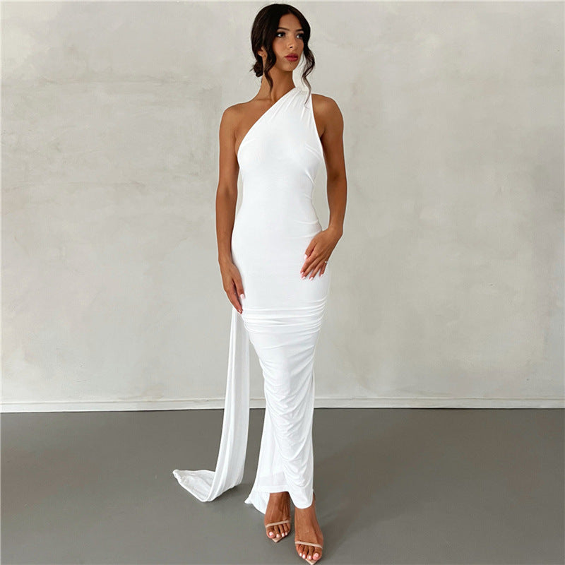 Damen Elegantes bodenlanges One-Shoulder Kleid Echo Archiv
