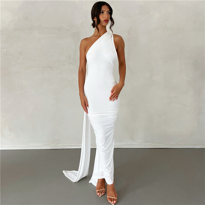 Damen Elegantes bodenlanges One-Shoulder Kleid Echo Archiv