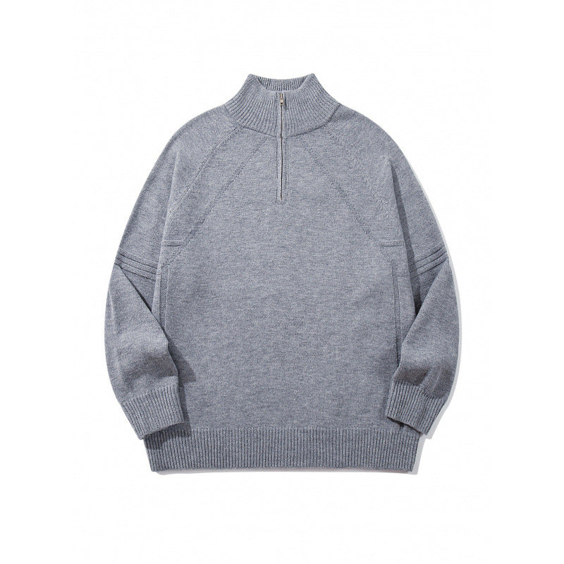 Unisex Strick-Halbzip-Pullover mit hohem Rippkragen und Raglanärmeln Echo Archiv