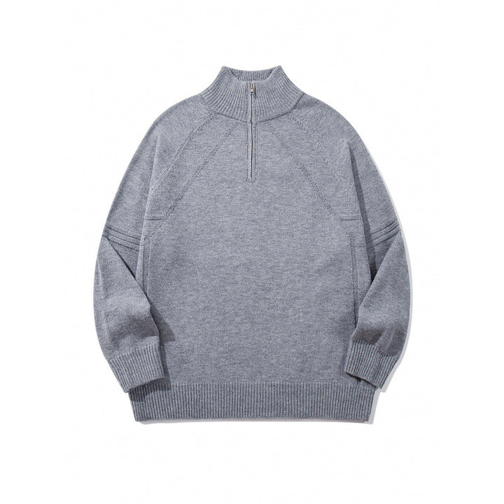 Unisex Strick-Halbzip-Pullover mit hohem Rippkragen und Raglanärmeln Echo Archiv