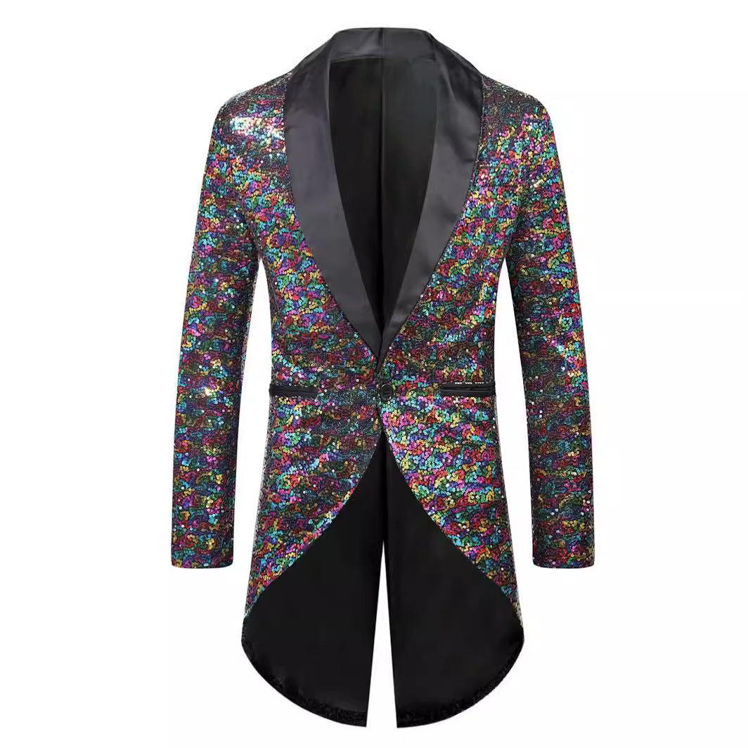 Herren Glitzernder Anzugblazer mit elegantem Schalkragen Echoarchiv