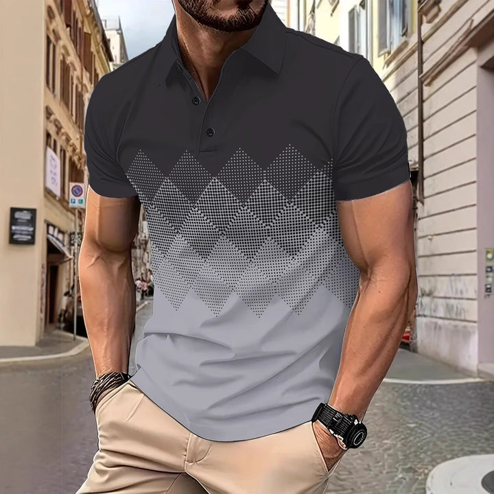 Herren Polohemd mit modernem Grafikdesign Echoarchiv