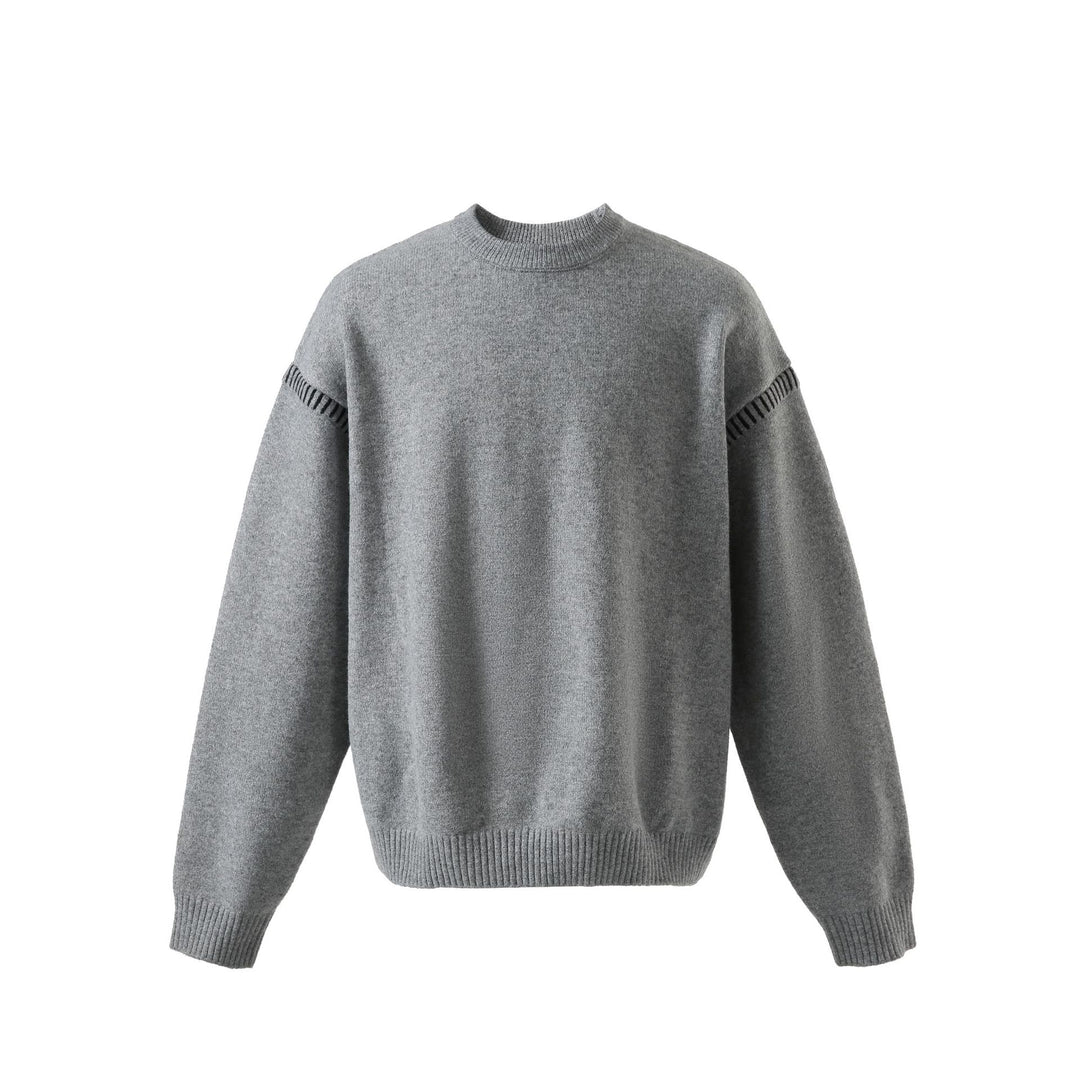 Damen Weicher Oversize Wollmix-Pullover mit Rundhalsausschnitt und dekorativer Schulternaht Echoarchiv
