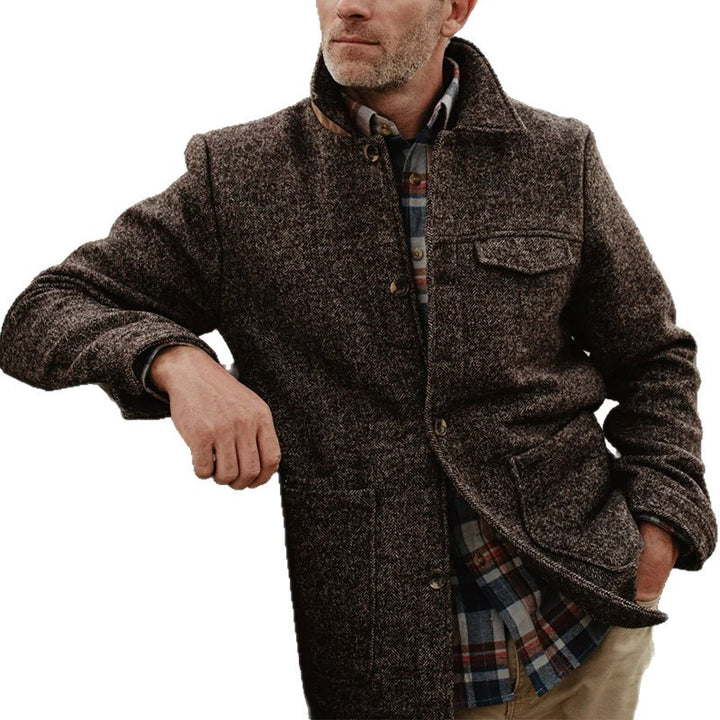 Herren eleganter und warmer Wollmantel mit praktischen Taschen Echoarchiv