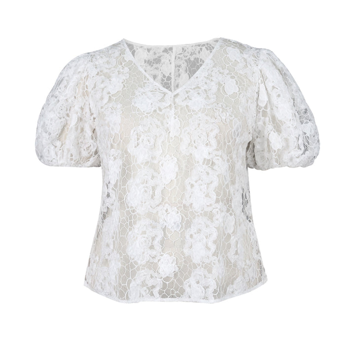 Damen Bluse mit romantischen Spitzenärmeln und floralem Muster Echo Archiv