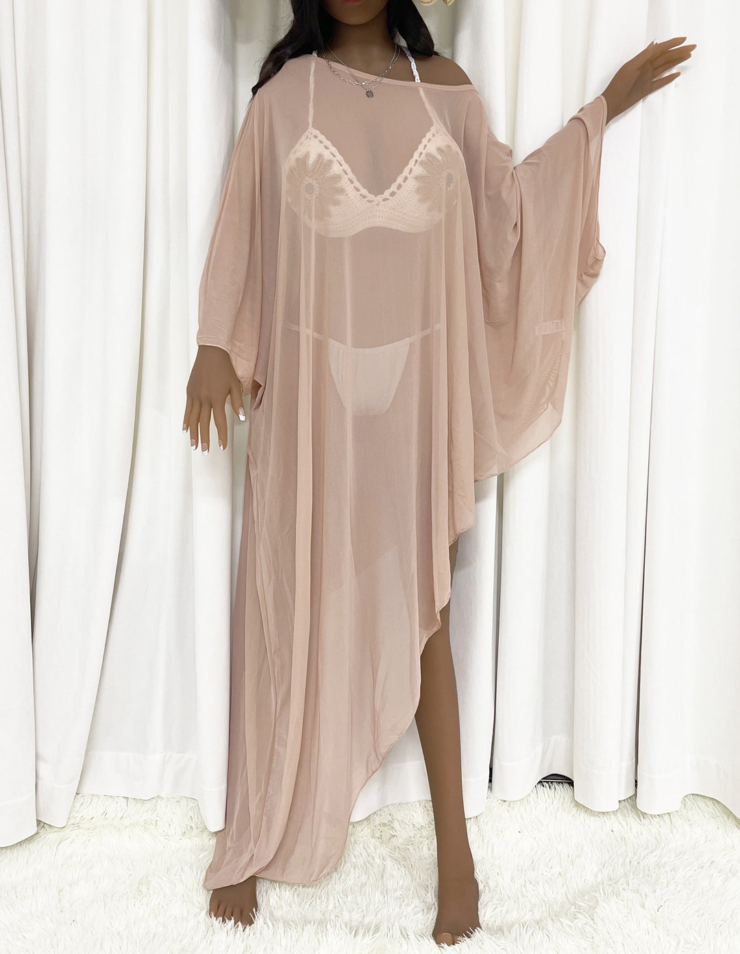 Damen transparenter Strandüberwurf mit fließendem Design Echo Archiv