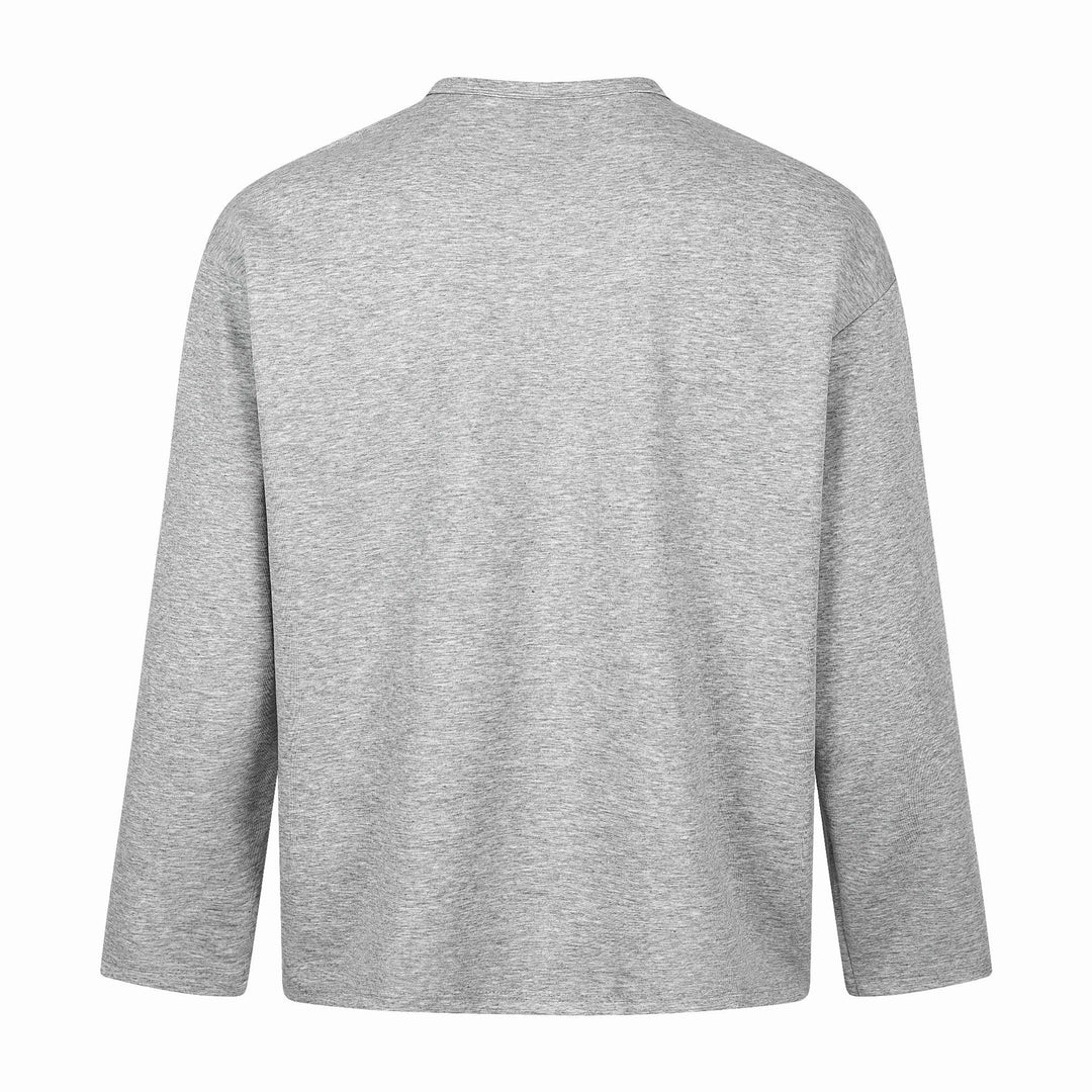Unisex Oversize-Henley-Sweatshirt mit Notchkragen, 3/4-Ärmeln und Print Echoarchiv