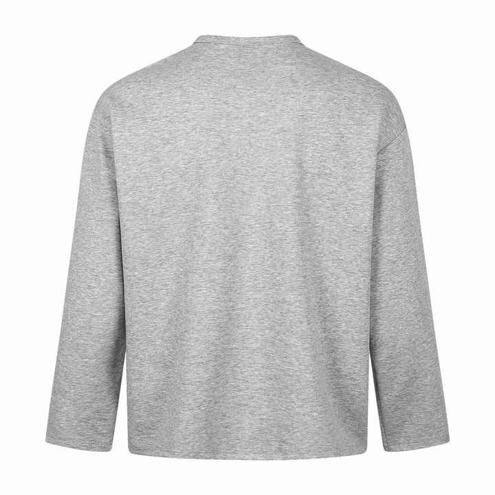 Unisex Oversize-Henley-Sweatshirt mit Notchkragen, 3/4-Ärmeln und Print Echoarchiv