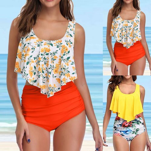 Damen Modisches Tankini-Set mit floralem Unterteil und lässigem Oberteil Echo Archiv