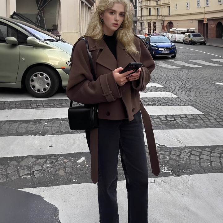 Damen modische cropped Jacke im Trench-Stil Echoarchiv