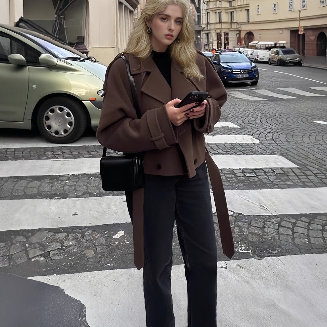 Damen modische cropped Jacke im Trench-Stil Echoarchiv