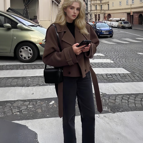 Damen modische cropped Jacke im Trench-Stil Echoarchiv