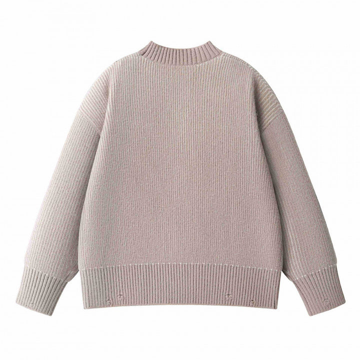 Unisex Oversize-Strickpullover mit Rundhals, Rippenstruktur und verlängertem Bund Echo Archiv