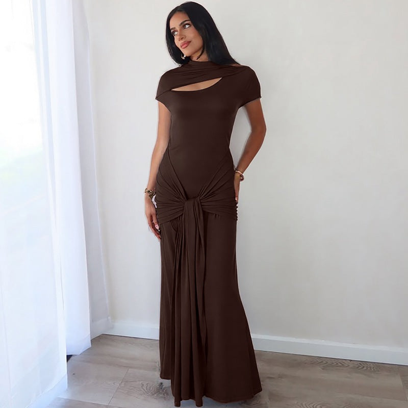 Damen Elegantes Langarm-Maxikleid mit raffiniertem Knotendesign Echo Archiv