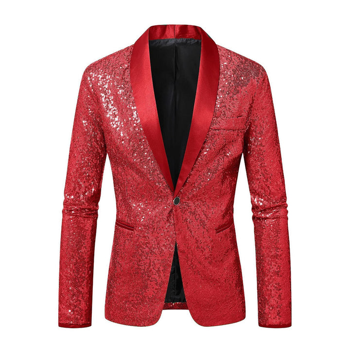 Herren Funkelnder Paillettenblazer mit modernem Schnitt Echoarchiv