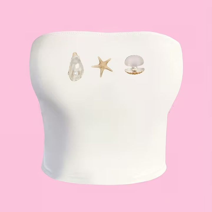 Damen Bandeau-Top im maritimen Design mit muschelförmigen Motiven Echo Archiv
