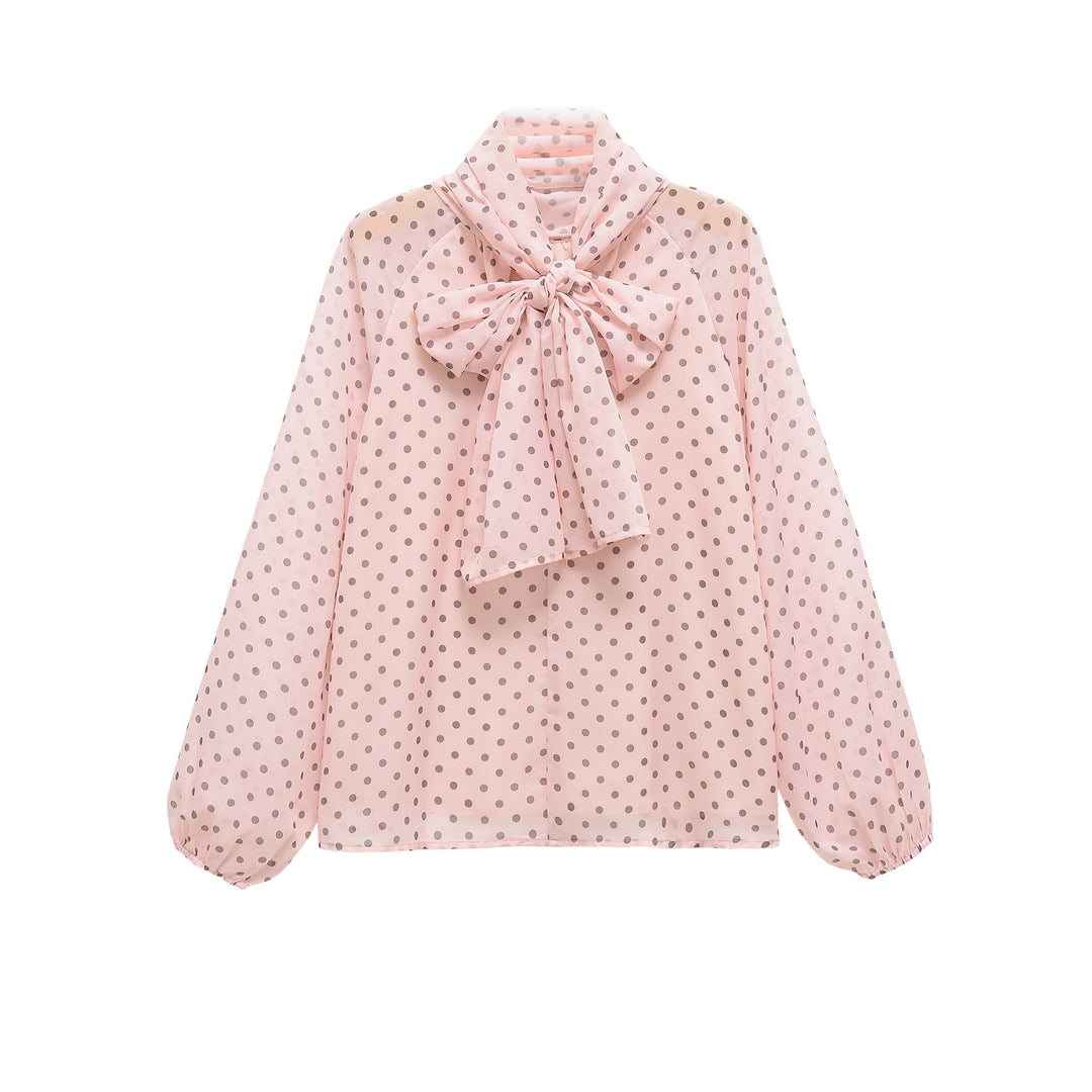 Damen Chiffonbluse mit Schleifenkragen und Ballonärmeln Echo Archiv