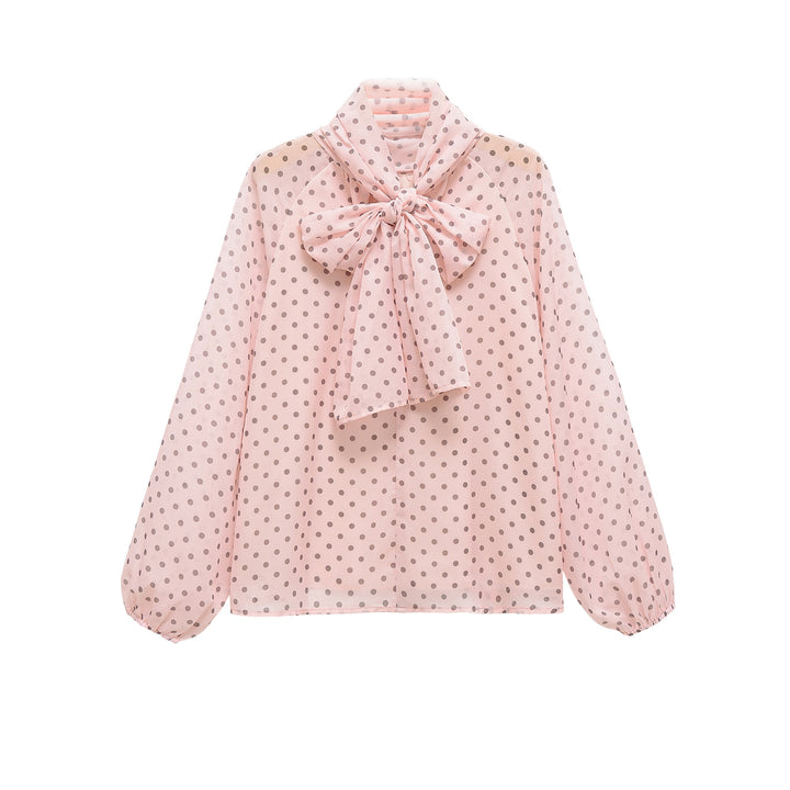 Damen Chiffonbluse mit Schleifenkragen und Ballonärmeln Echo Archiv