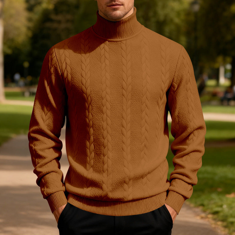 Herren Strickpullover mit Stehkragen und Zopfmuster Echoarchiv