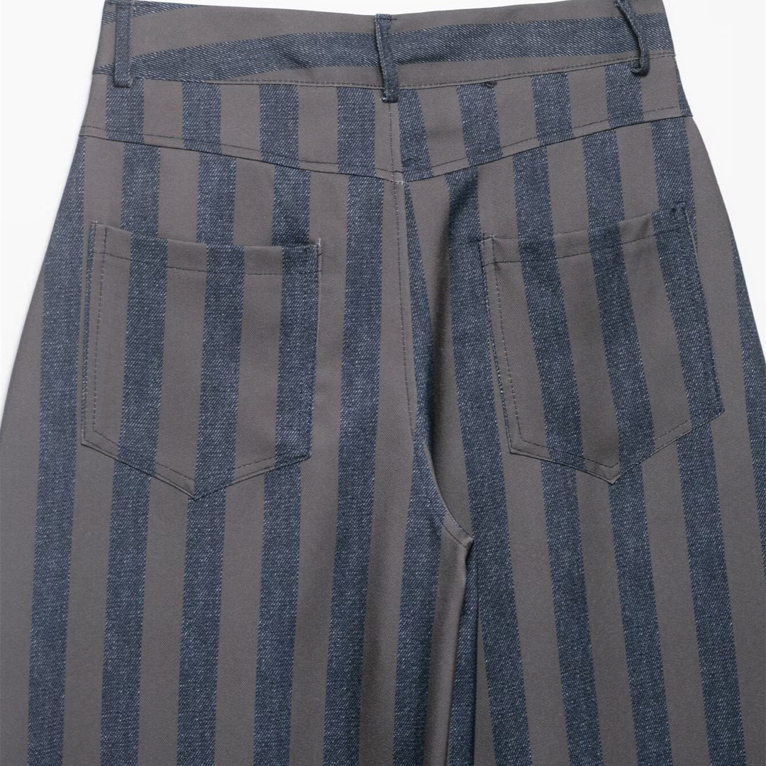 Damen weite High-Waist-Hose mit stilvollem Streifenmuster Echo Archiv