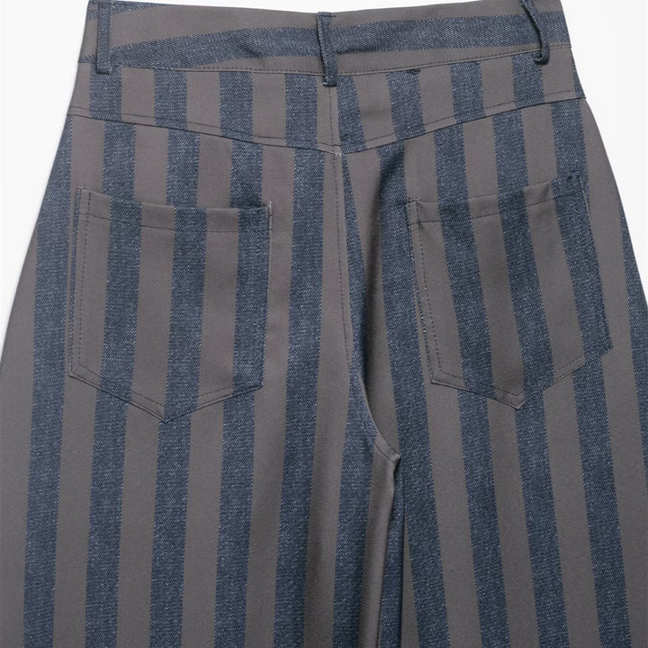 Damen weite High-Waist-Hose mit stilvollem Streifenmuster Echo Archiv