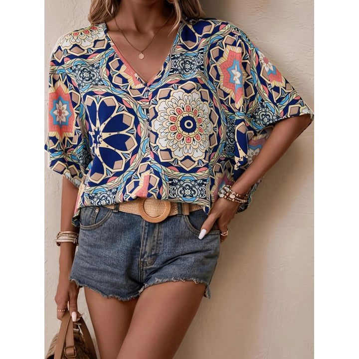 Damen Oversized Bluse mit kontrastvollem Blumenmuster Echo Archiv