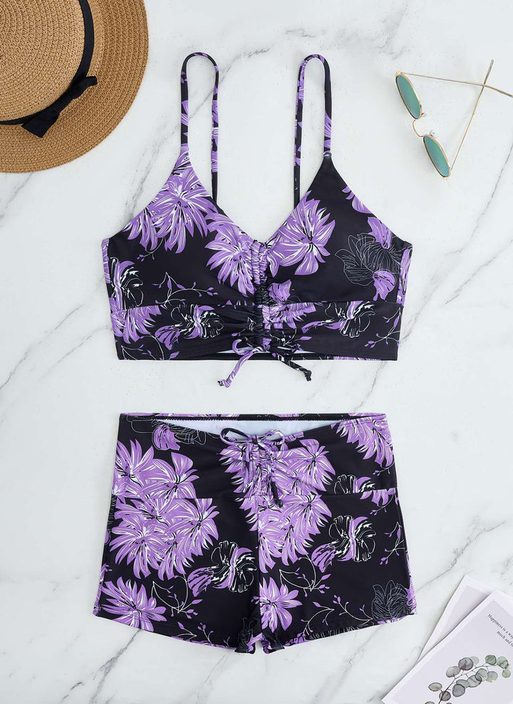 Damen Bikini mit floralem Rüschendesign und verstellbaren Trägern Echo Archiv