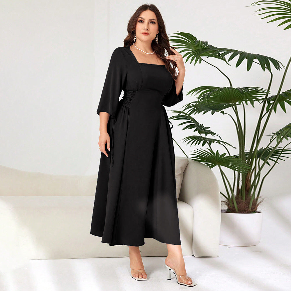 Damen Midi-Kleid mit schickem Quadrat-Ausschnitt und eleganten Rüschendetails Echo Archiv