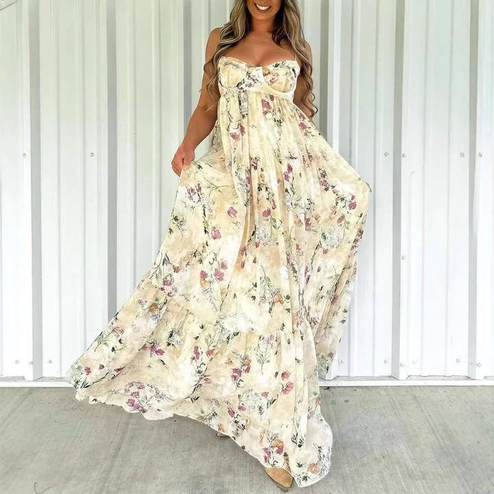 Damen nan trägerloses Maxikleid mit herzförmigem Bustier, geraffter Empire-Taille und weichem Stufenrock Echo Archiv