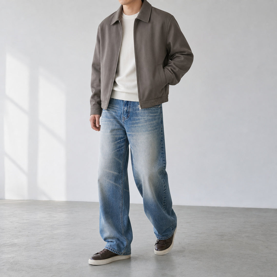 Damen Weite hochgeschnittene Vintage-Jeans mit Used-Effekt Echo Archiv