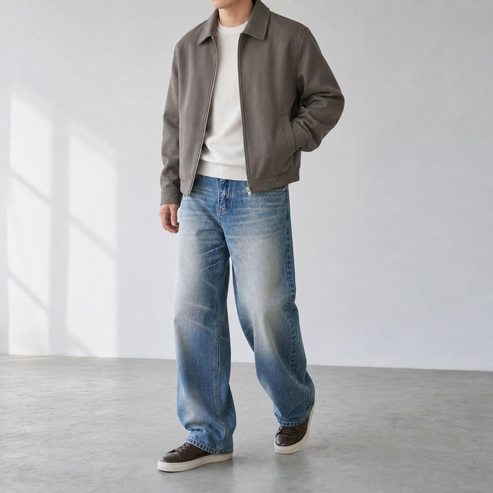 Damen Weite hochgeschnittene Vintage-Jeans mit Used-Effekt Echo Archiv