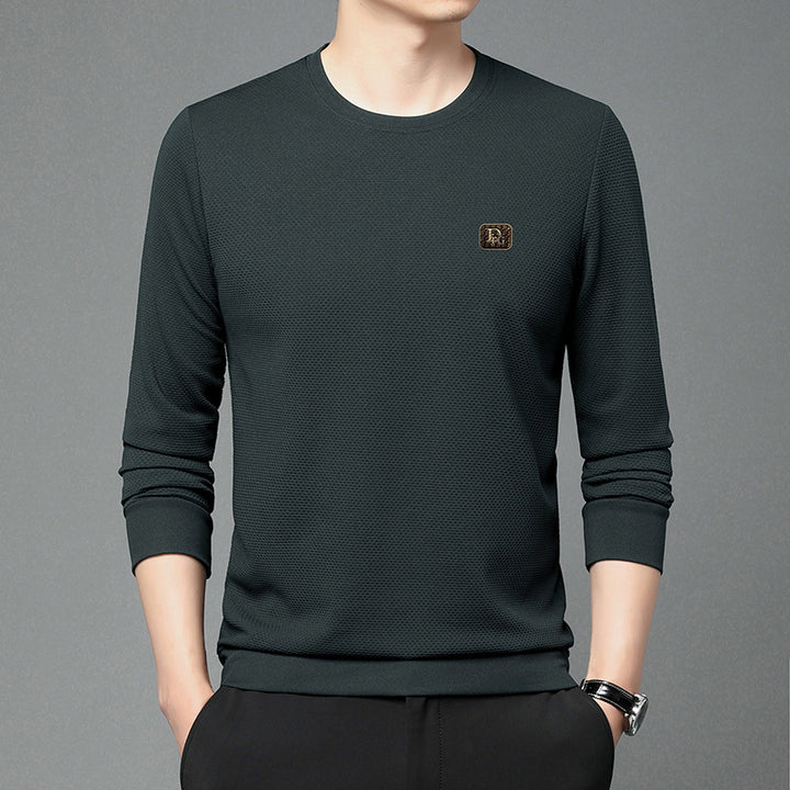Herren hochwertiger Rundhals-Pullover mit strukturiertem Gewebe und modischem Design Echoarchiv