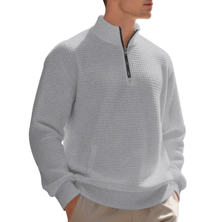 Herren eleganter Fleece-Pullover mit halbem Reißverschluss und strukturiertem Design Echoarchiv