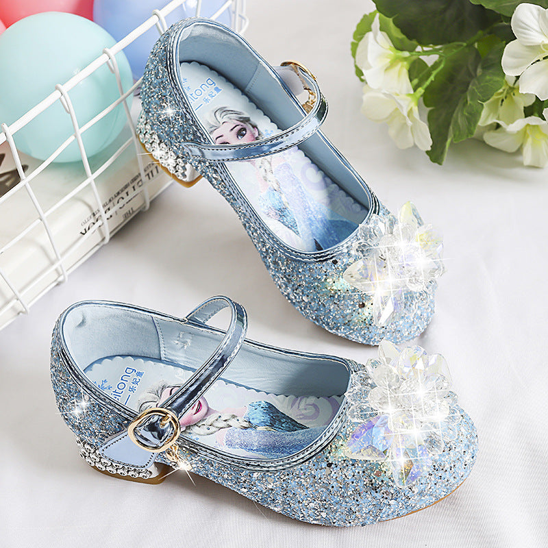 Mädchen Glitzernde Mary Jane Schuhe mit funkelnden Blumenapplikationen Echo Archiv