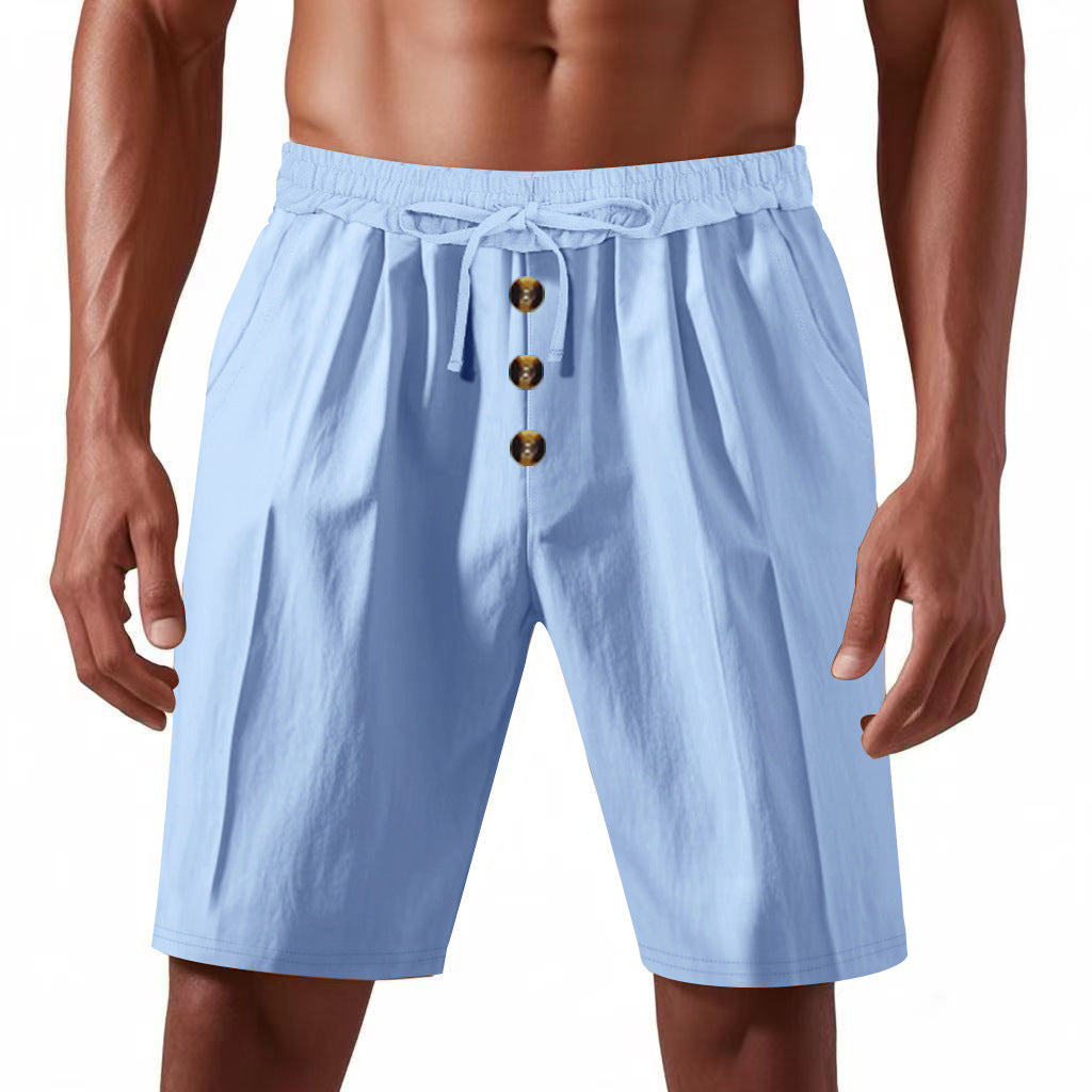 Herren Freizeit-Shorts mit dekorativen Knöpfen und elastischem Bund Echoarchiv