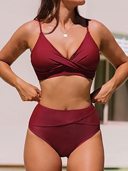 Damen Bikiniset mit hohem Bund und Wickel-Oberteil Echo Archiv